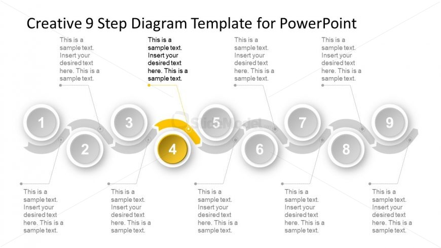 Slide of 9 Steps Chevron Timeline