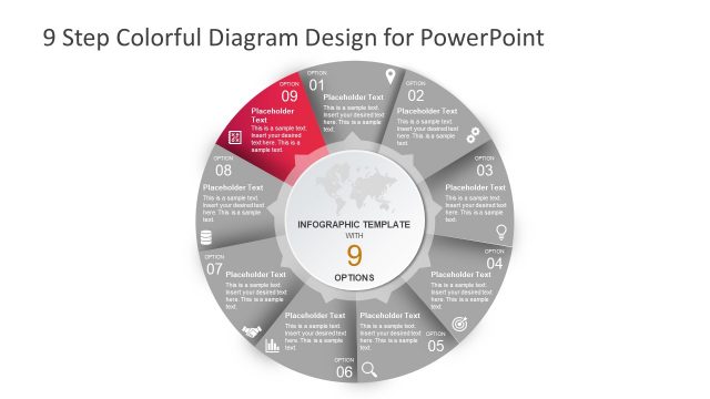 9 Step Colorful Process Cycle Design PPT