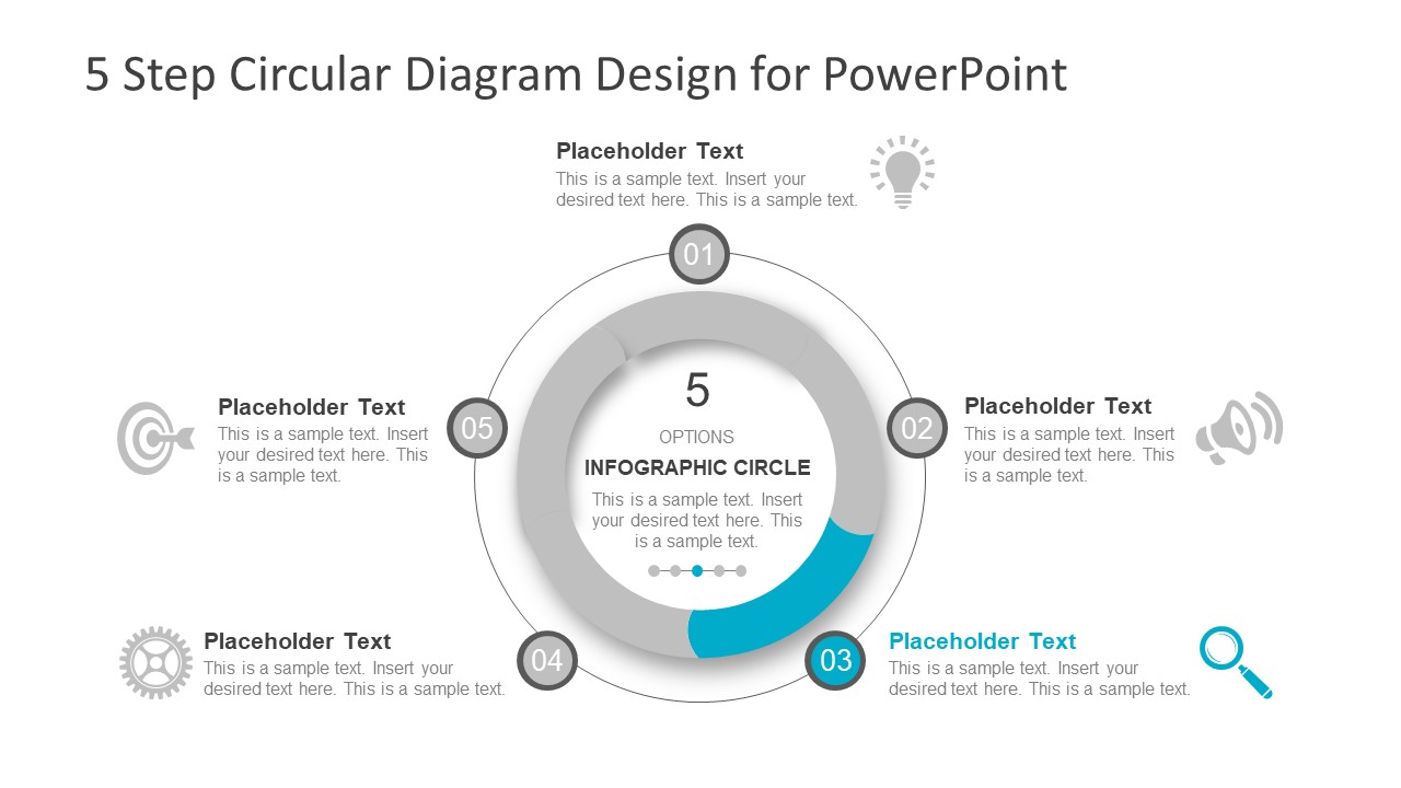 5 Step Circular Diagram Design for PowerPoint - SlideModel