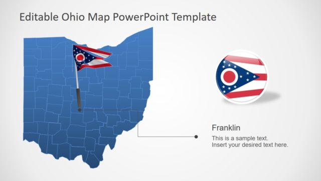 Ohio PowerPoint Map Template with Flag