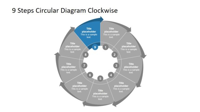 Flat 9 Steps Cycle Diagram PPT