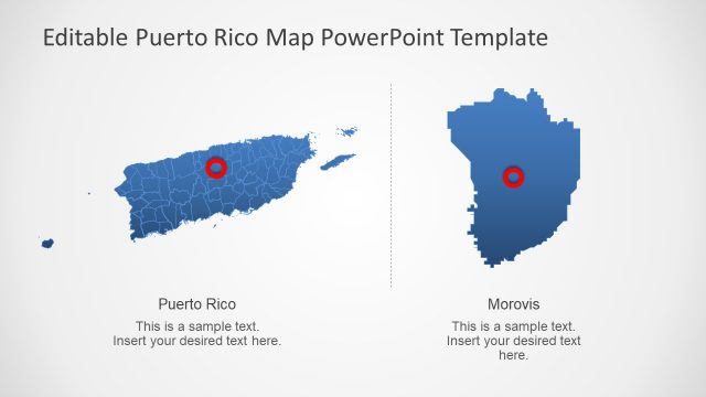 Puerto Rico Blue Outline Map Template