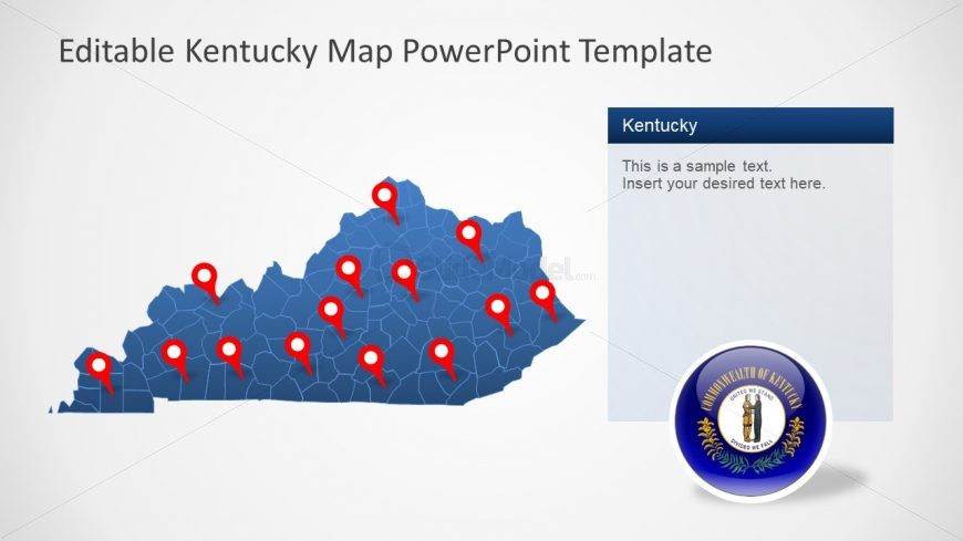 Location Markers on Map of Kentucky