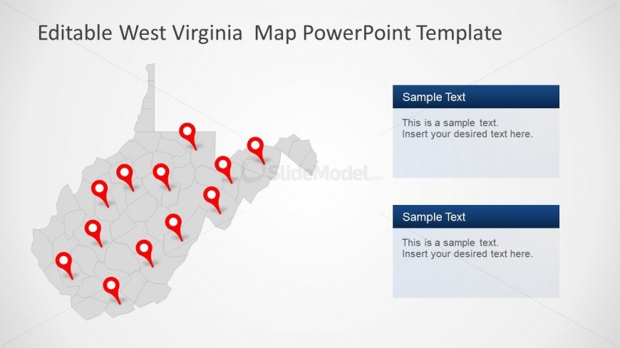 Gray Outline Map of West Virginia 