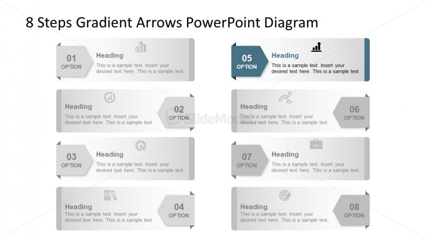 Template of 5 Arrow Highlight Diagram