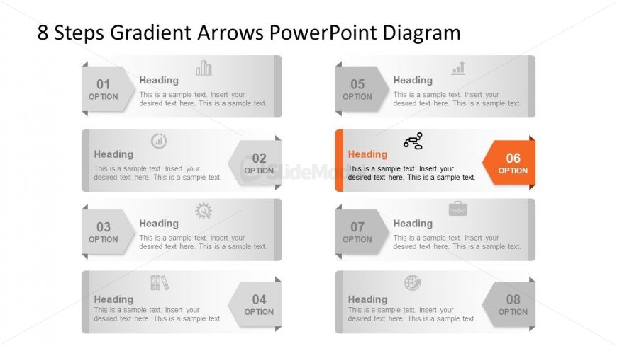 Template of 6 Arrow Highlight Diagram