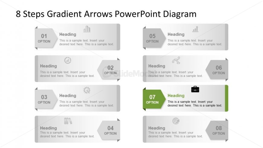 Template of 7 Arrow Highlight Diagram