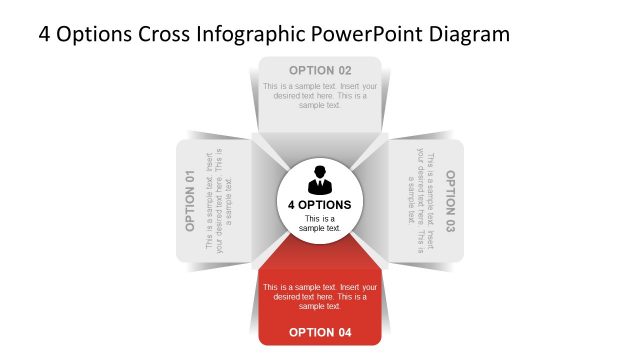 Flat Diagram of 4 Steps PowerPoint