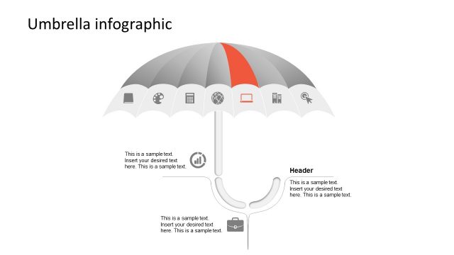 PowerPoint Umbrella 7 Steps Diagram