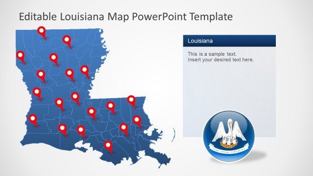 PPT Blue Map of Louisiana