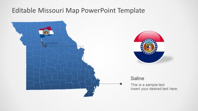 Blue Map of Missouri in PowerPoint