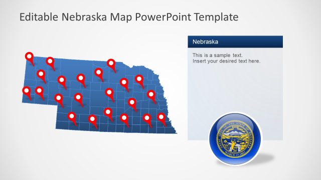 Editable Map of Nebraska PowerPoint Template