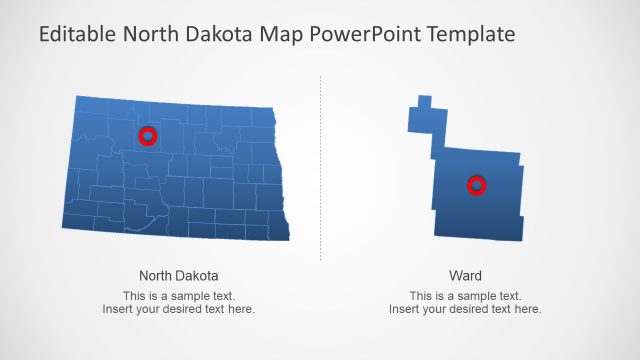 Zoom Style Map of North Dakota PowerPoint