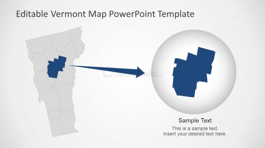 Editable Map Template of Vermont State