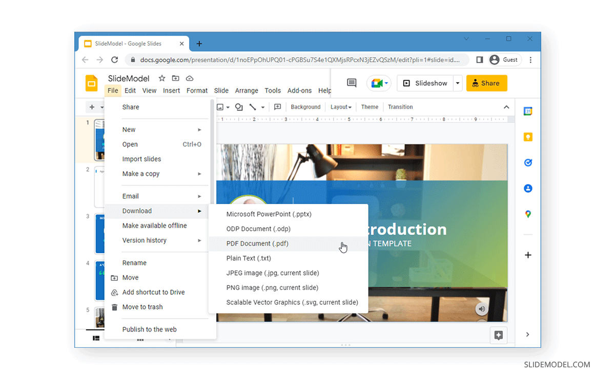 utiliser Google Slides pour enregistrer une présentation PowerPoint au format PDF