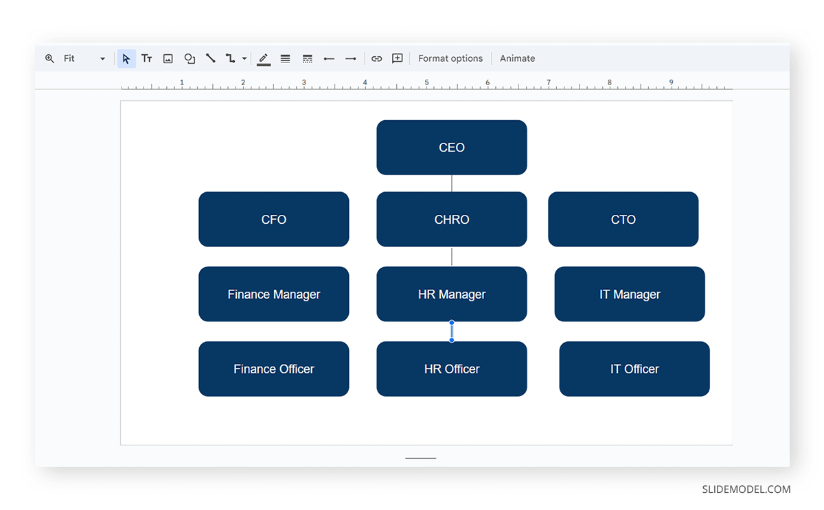 Placing lines for org charts on Google Slides