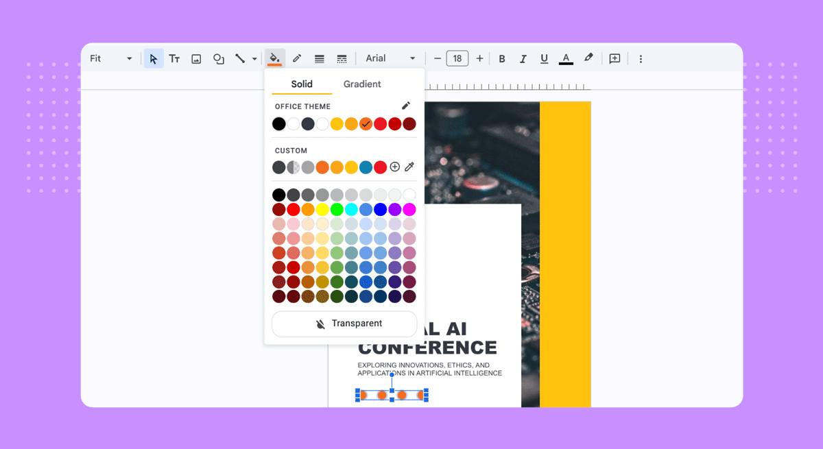 How to change poster shape color in Google Slides