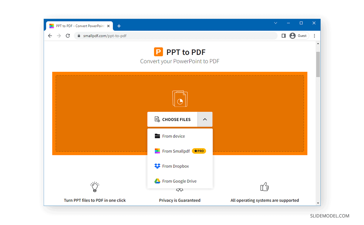utiliser SmallPDF pour convertir PPT en PDF