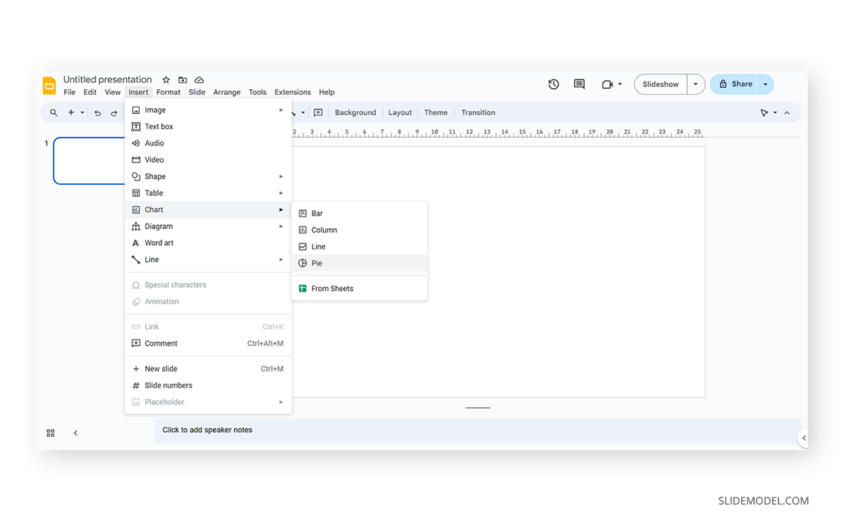 Inserting a chart in Google Slides