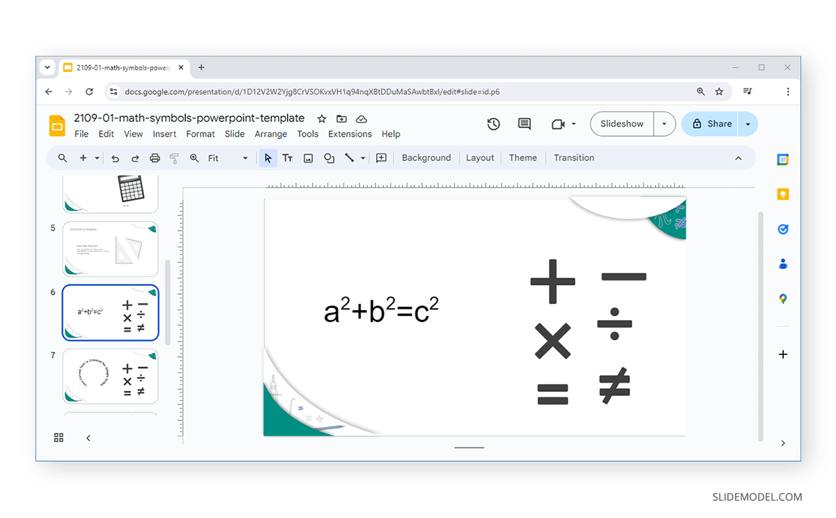 Superscript in equations in Google Slides