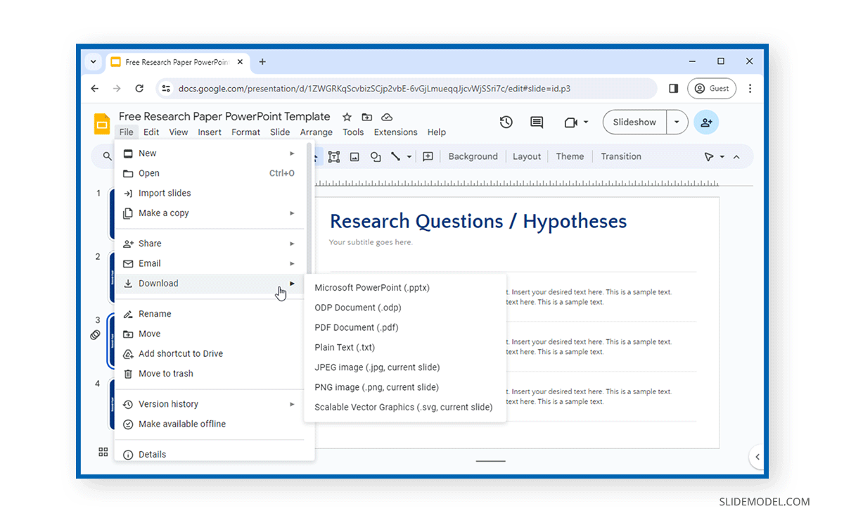 Save as different format in Google Slides