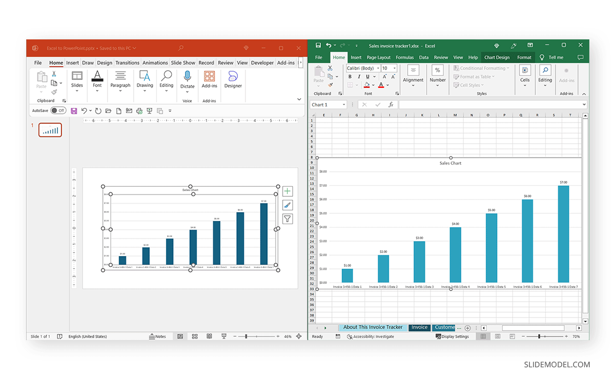 Editing Excel chart and previewing changes in PowerPoint