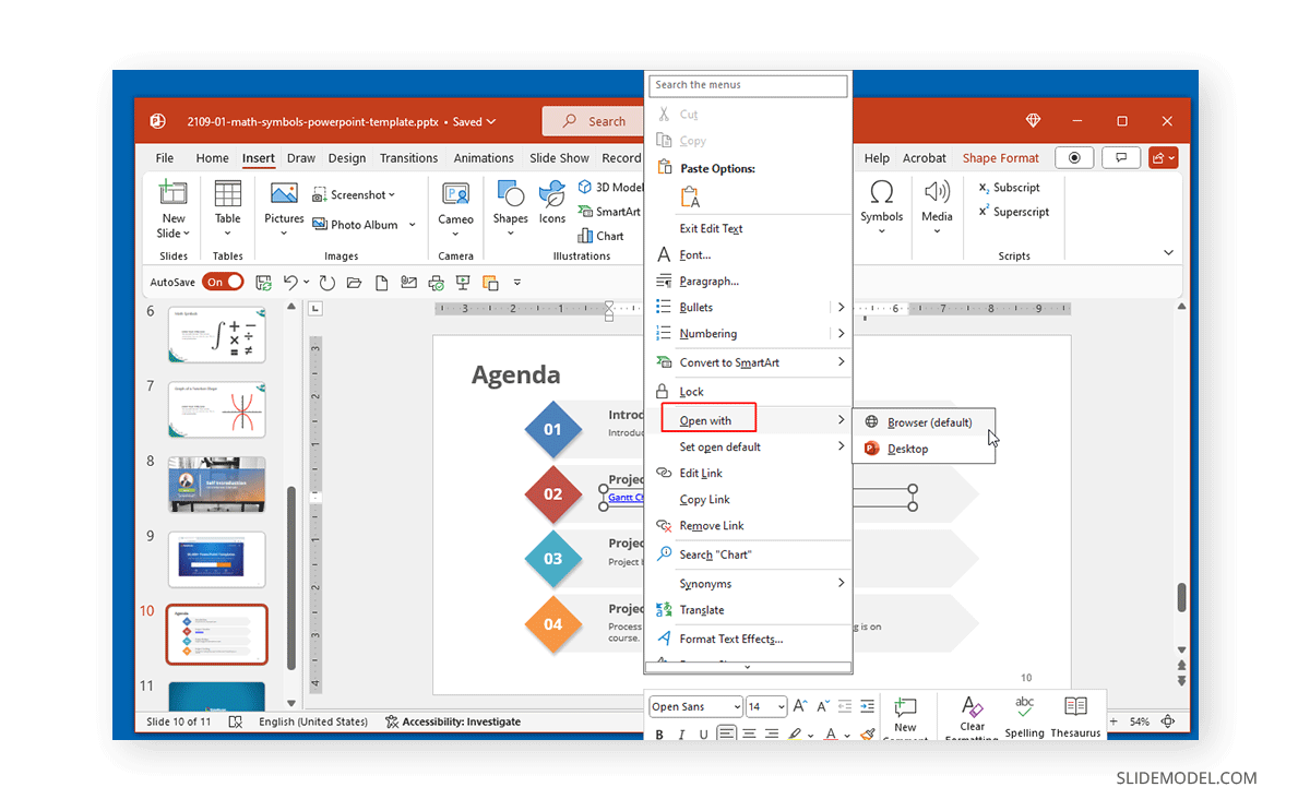 Open link to browser in PowerPoint