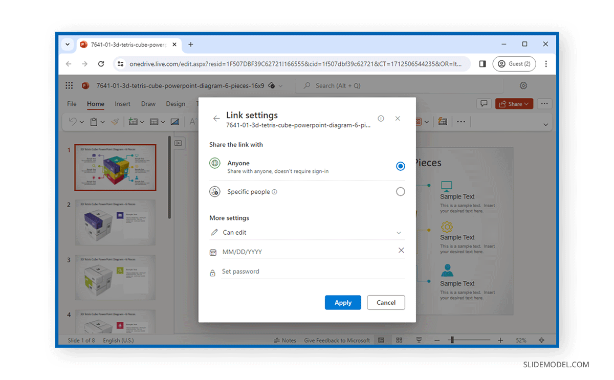 Sharing file in PowerPoint Online