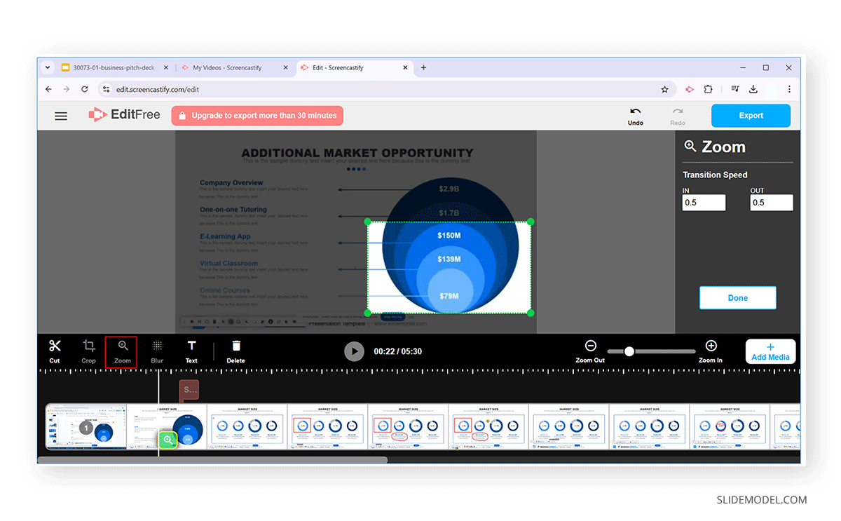 How to enable zoom-in transition in Screencastify