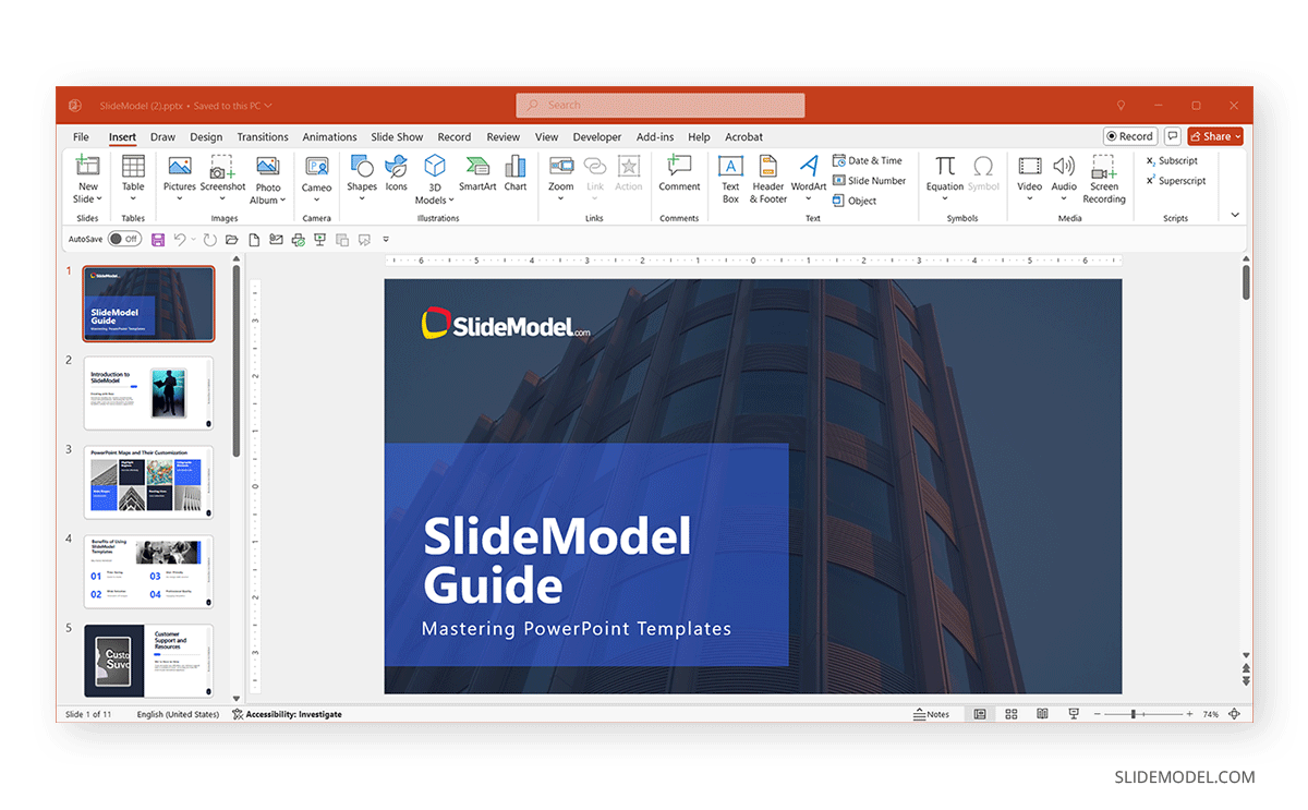 Generated presentation with SlideModel AI from video transcript in PowerPoint