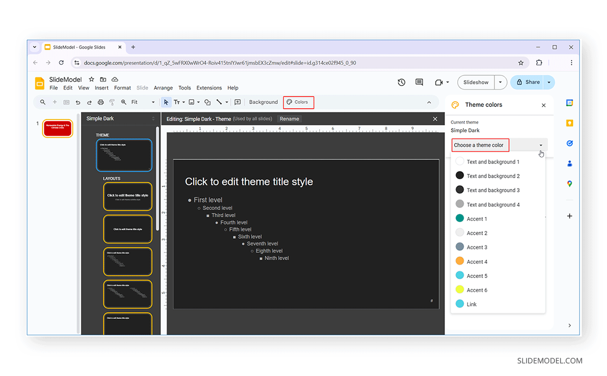 Choosing a Theme Color in Google Slides