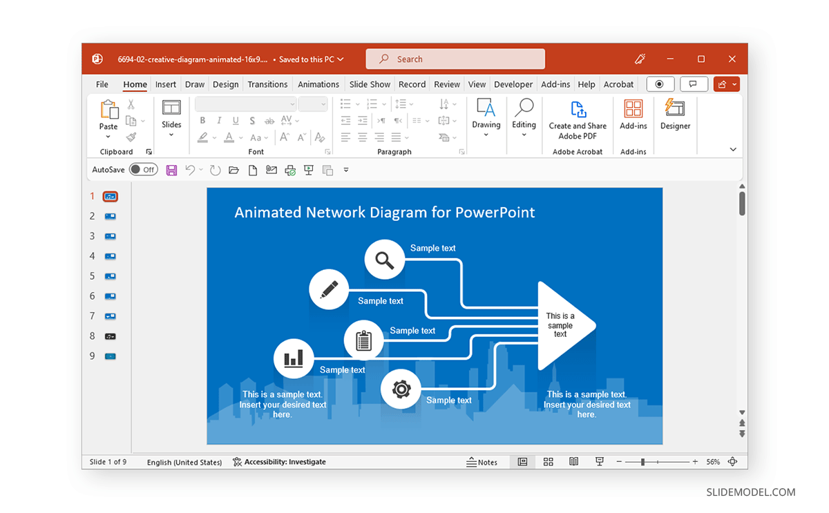 Animated Network Diagram PPT template