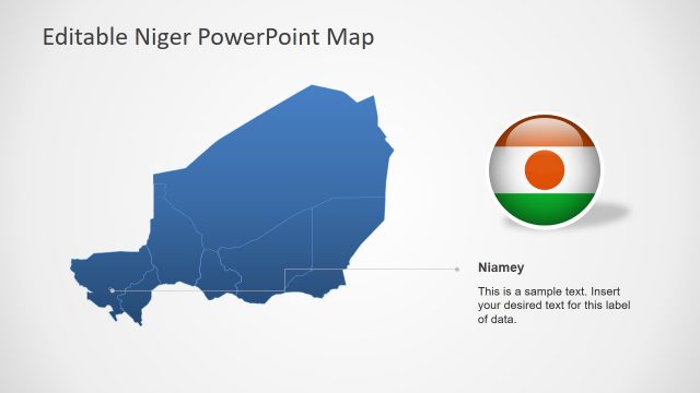 Blue Map of Niger in PowerPoint