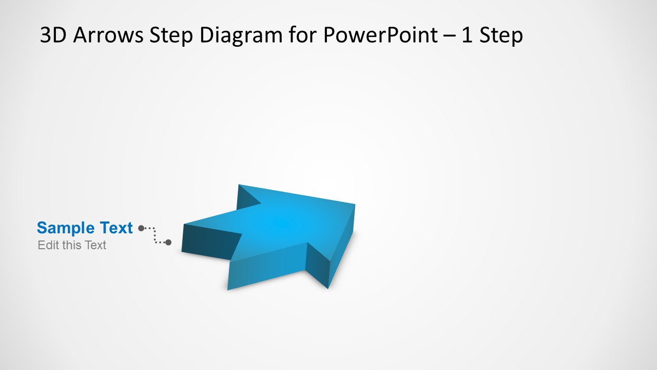 3D Arrows Step Diagram Design for PowerPoint with a Single Step