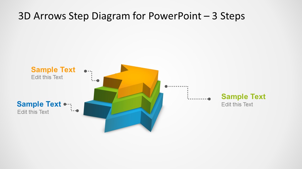 3D Arrows Step Diagram Template for PowerPoint - SlideModel