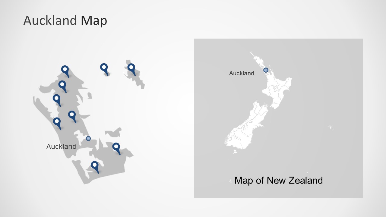 PowerPoint Location Pins on Auckland Map 