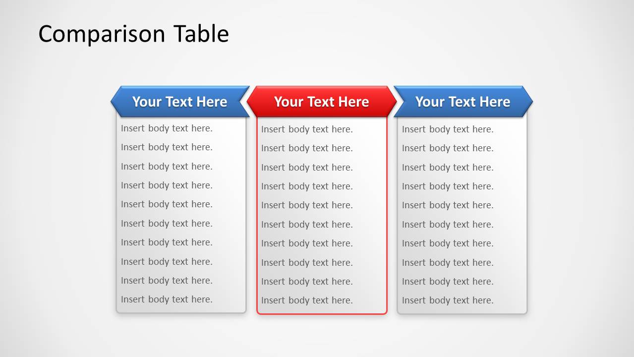 3 Columns Table Arrows Slide