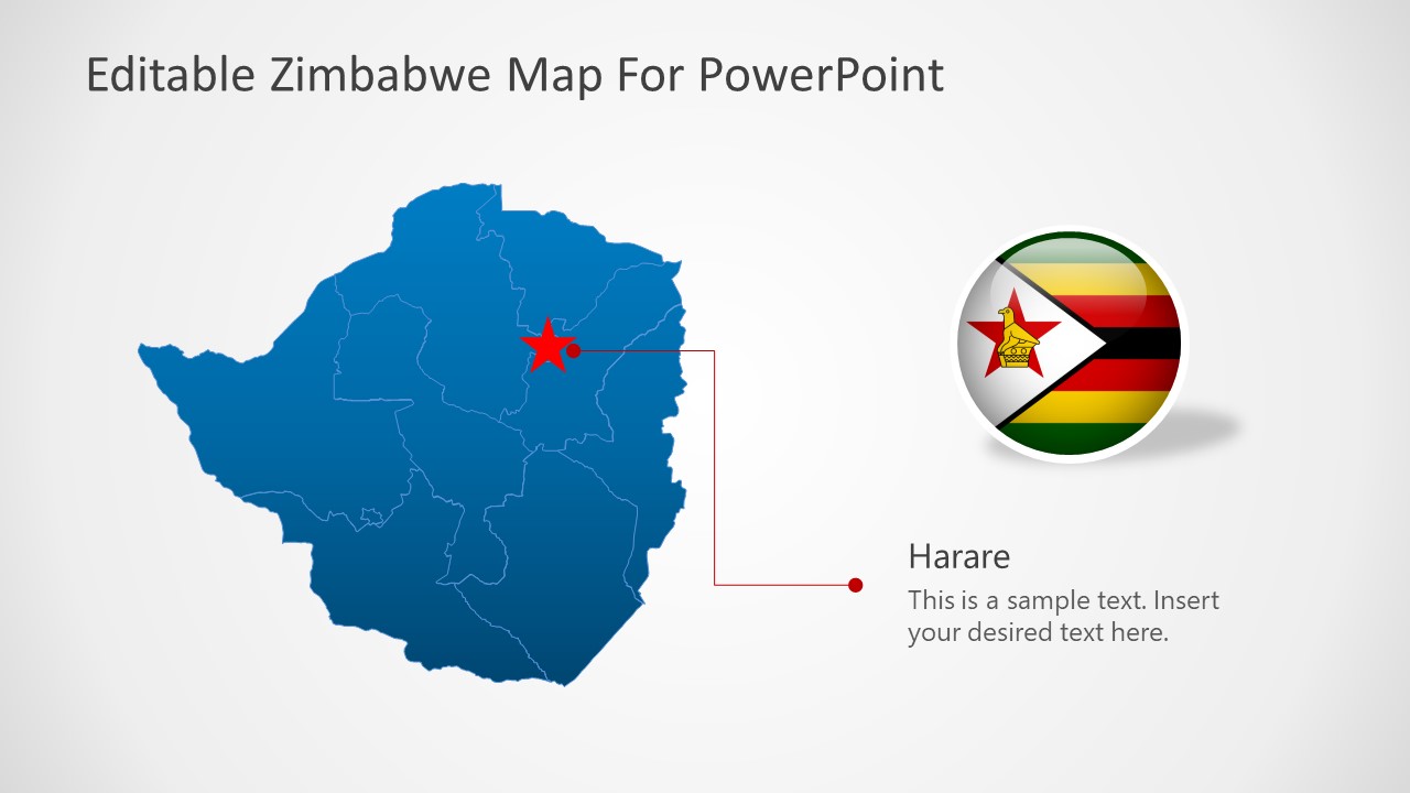 Harare Location on The Map of Zimbabwe - Slide Template
