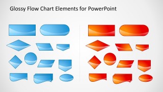 Blue & Red Flow Chart Shapes for PowerPoint