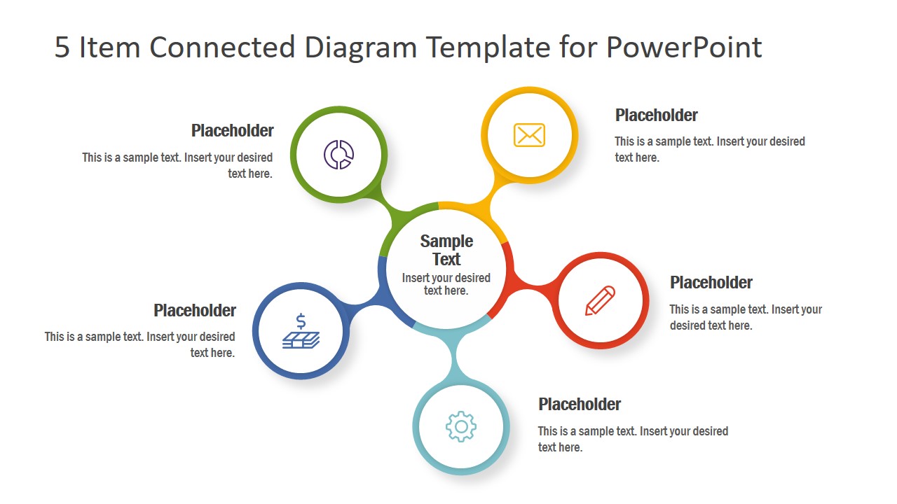 5 Item Connected Diagram Template For Powerpoint Slidemodel
