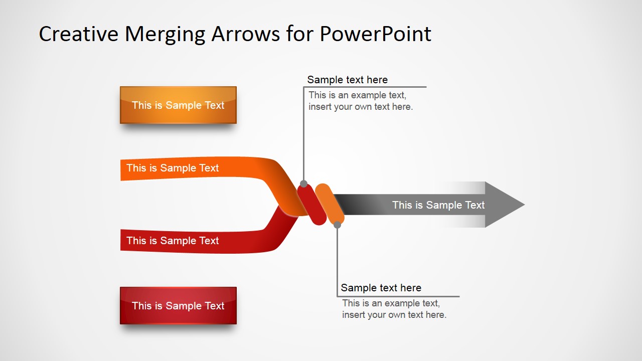 Slide with 2 Arrows Converging in 1 Final Arrow