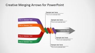 Slide with 4 Arrows Converging in 1 Final Arrow