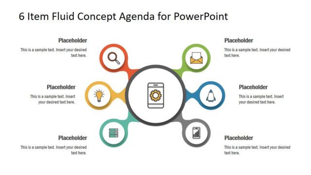 6 Item Fluid Concept Agenda Layout for PowerPoint