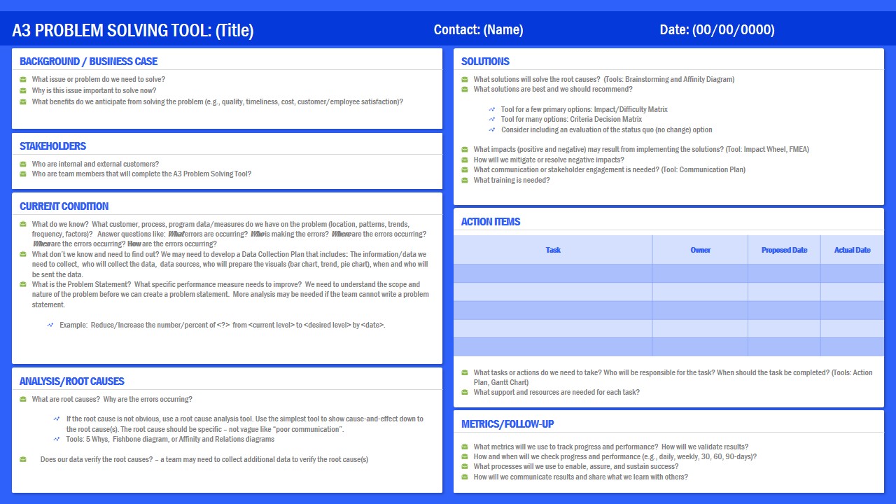 A20 Root Cause Analysis PowerPoint Template For A3 Report Template