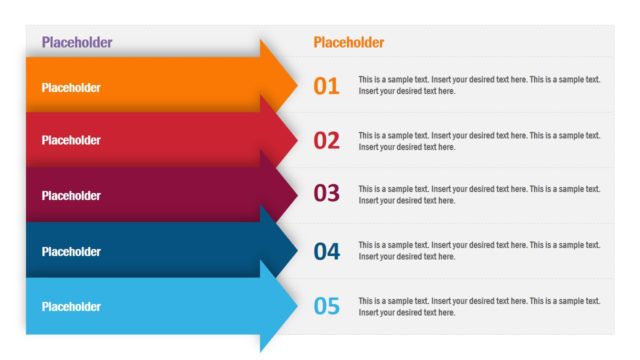 5 Arrows Concept Table PowerPoint Template