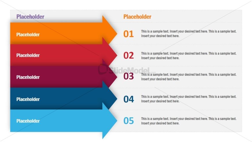 Slide of 5 Arrow Shapes PPT