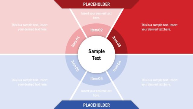 6 Items Diagram with Circular Core PPT