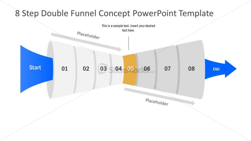 Funnel Diagram of 5 Step PPT