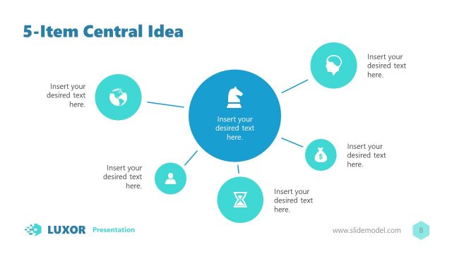 5-Item Central Idea Slide Template for PowerPoint