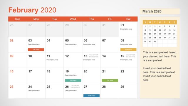 2020 Calendar PowerPoint February